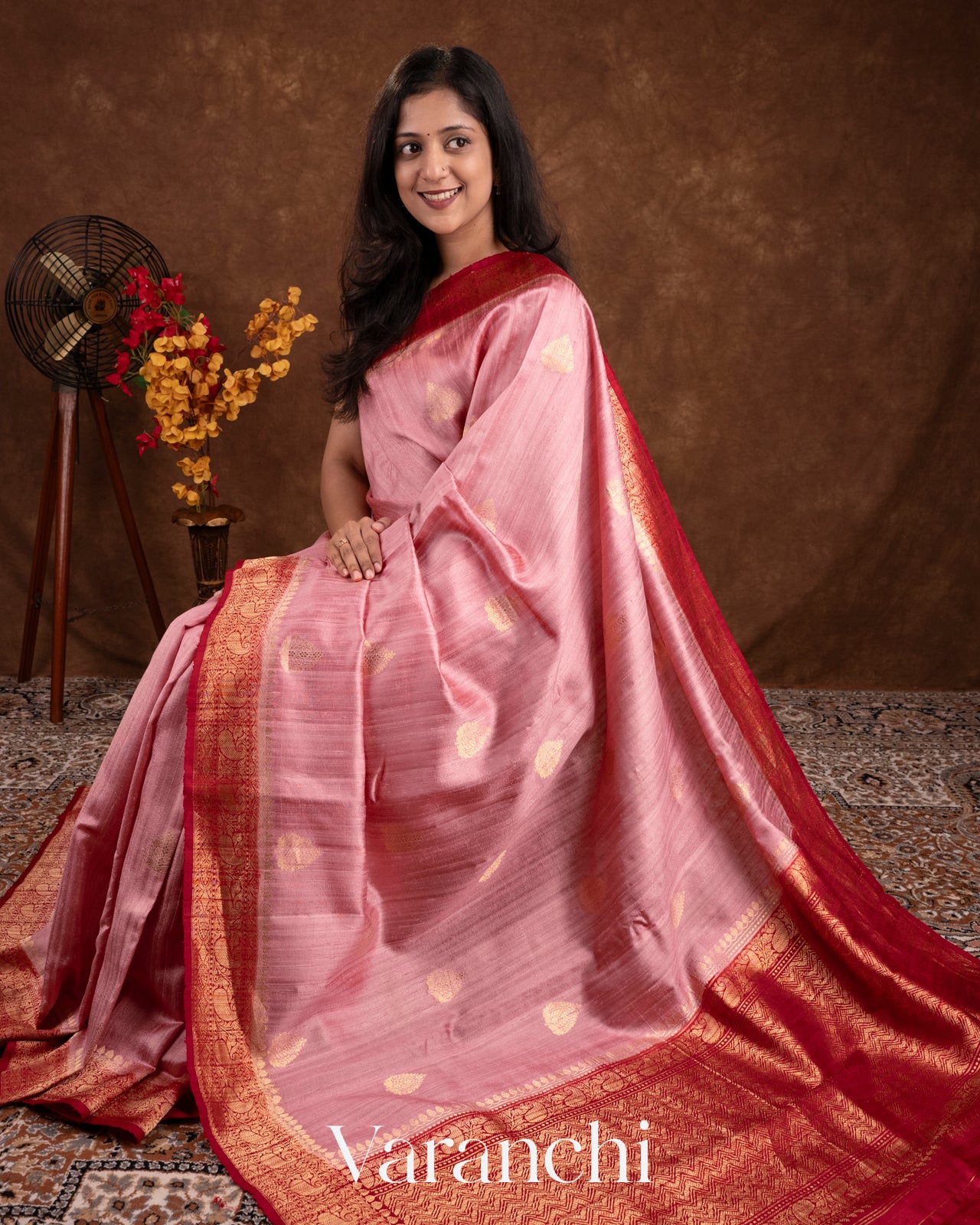 Baby Pink Pure Raw Silk Handloom Saree