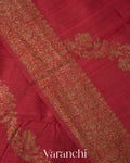 Crimson Red Lehariya Pure Raw Silk Handloom Saree