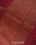 Crimson Red Lehariya Pure Raw Silk Handloom Saree