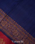 Crimson Red Lehariya Pure Raw Silk Handloom Saree