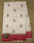 Ivory Pure Raw Silk Handloom Saree