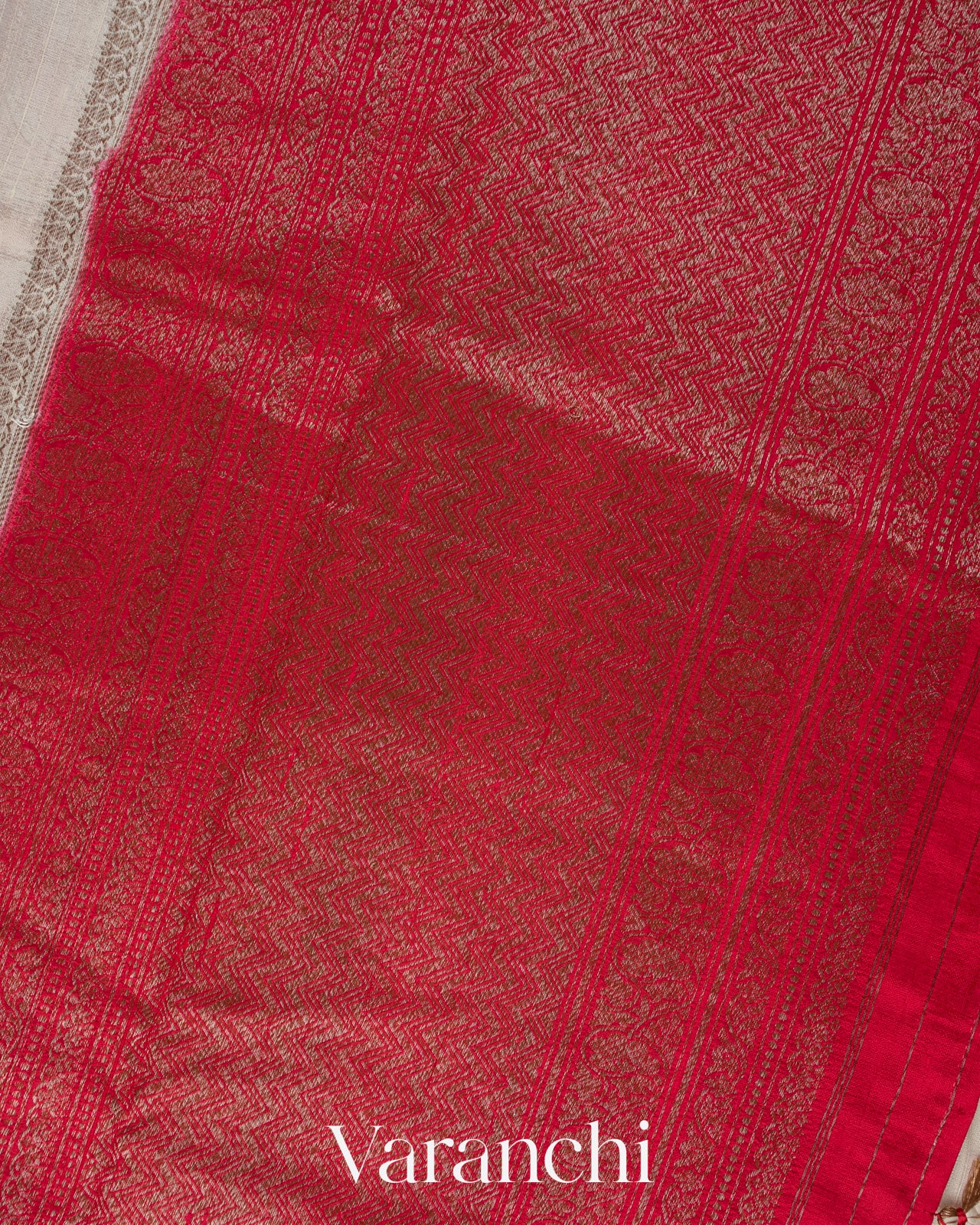 Ivory Pure Raw Silk Handloom Saree
