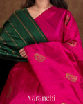 Rani Pink Raw Silk Handloom borderless Saree