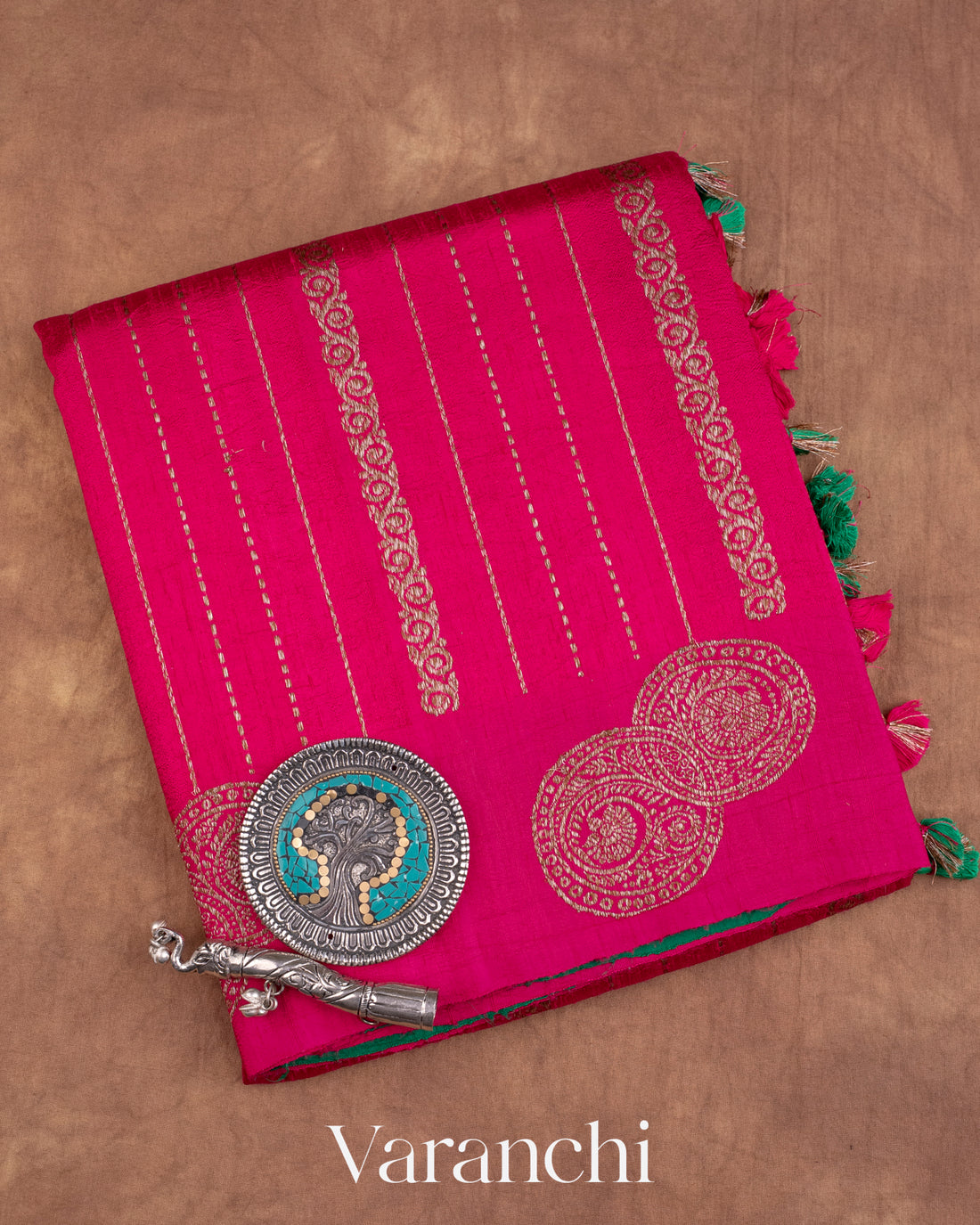 Rani Pink Pure Raw Silk Handloom Saree