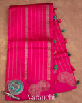 Rani Pink Pure Raw Silk Handloom Saree