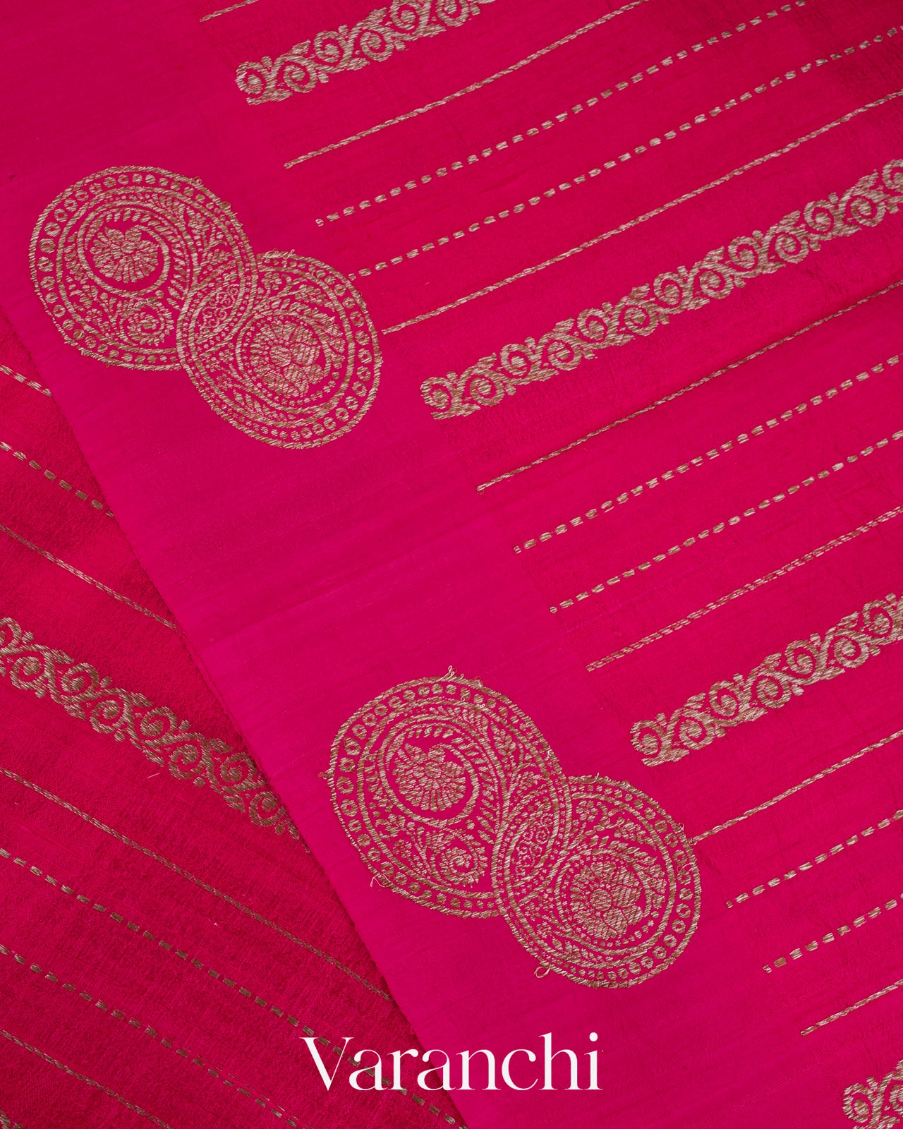 Rani Pink Pure Raw Silk Handloom Saree