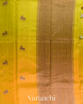 Lime Yellow And Mustard Yellow Ombre-Dyed Pure Raw Silk Handloom Saree
