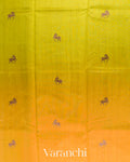 Lime Yellow And Mustard Yellow Ombre-Dyed Pure Raw Silk Handloom Saree