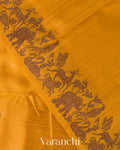 Lime Yellow And Mustard Yellow Ombre-Dyed Pure Raw Silk Handloom Saree