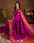 Magenta Pure Raw Silk Handloom Saree
