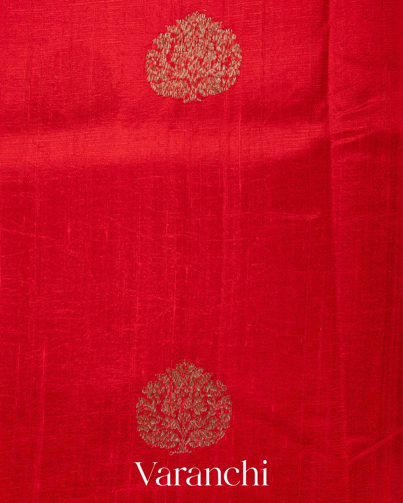 Ruby Red Raw Silk Handloom Saree 