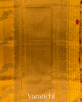 Turmeric Yellow Lehariya Pure Raw Silk Handloom Saree
