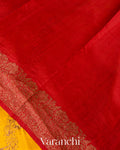 Turmeric Yellow Lehariya Pure Raw Silk Handloom Saree