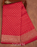 Crimson Red Pure Chiniya Silk Saree