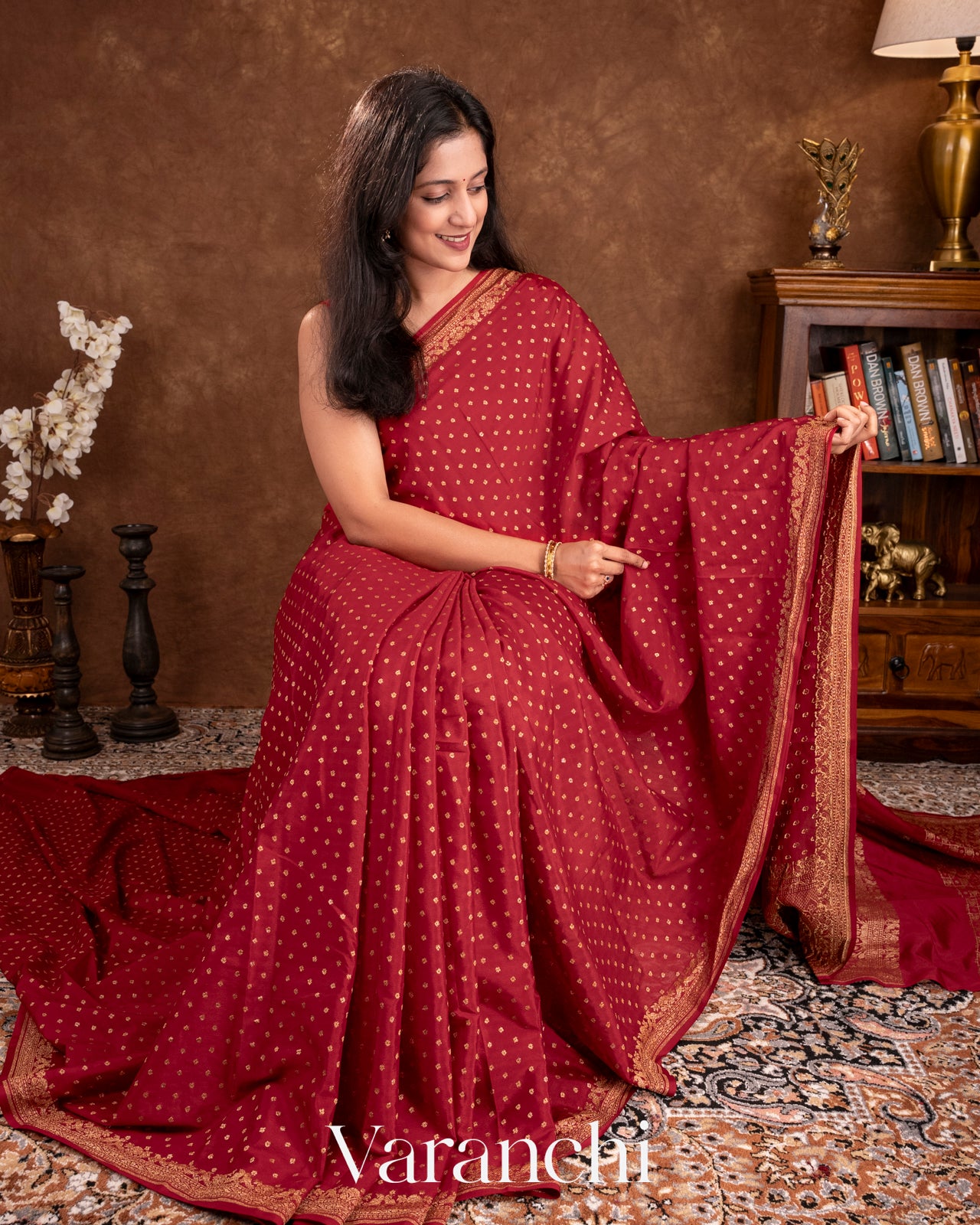 Maroon Pure Crepe Silk Handloom Saree