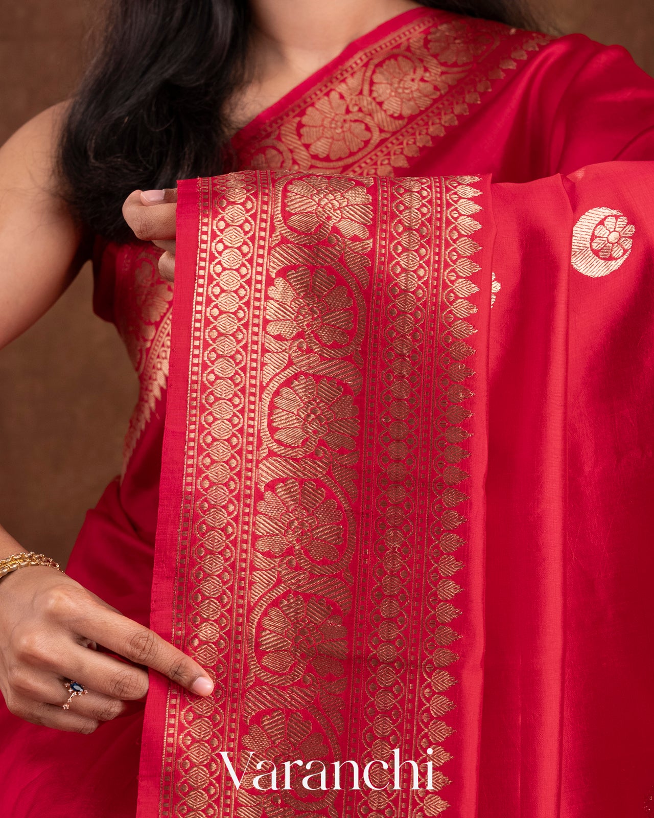 Ruby Red Pure Katan Silk Handloom Saree