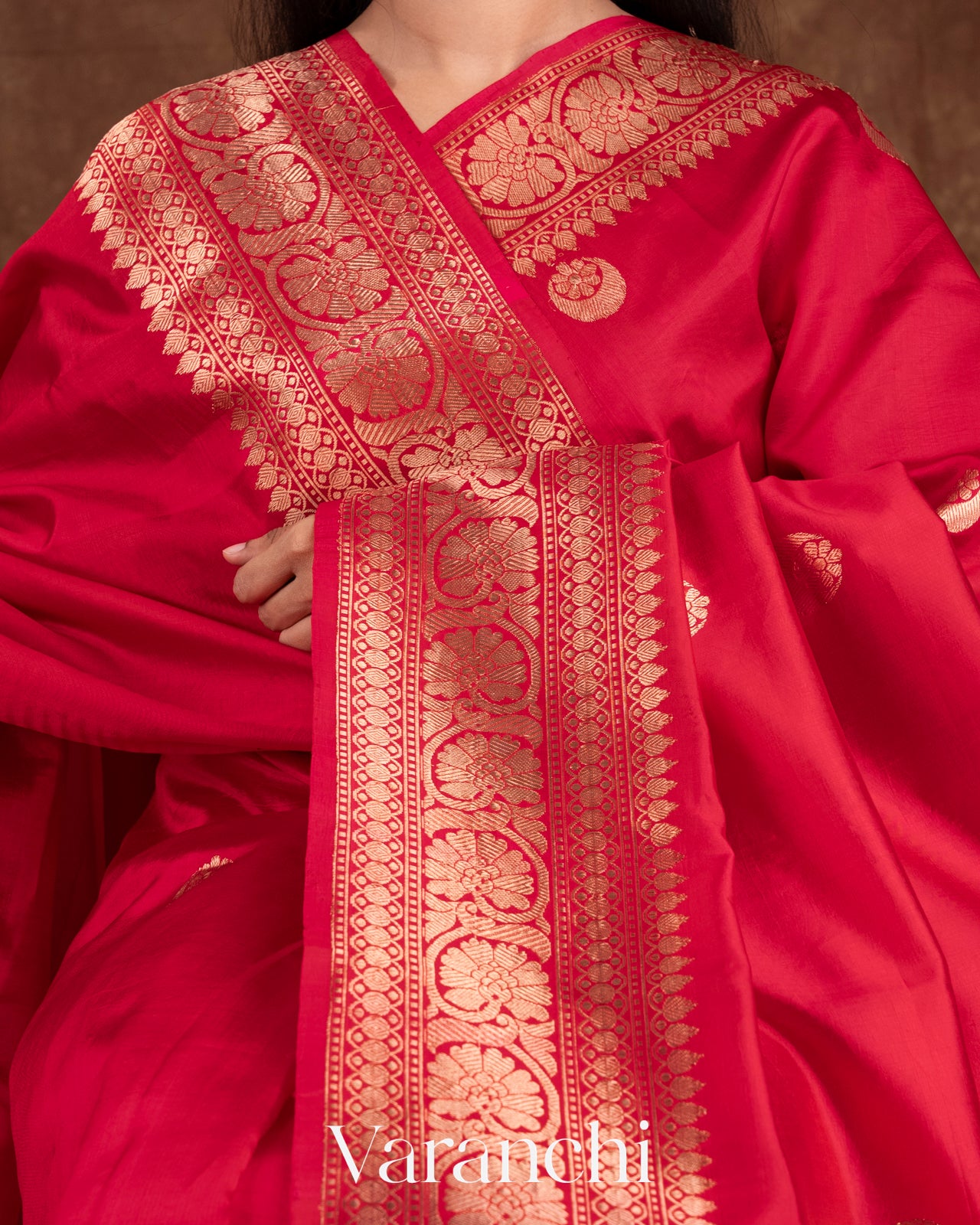 Ruby Red Pure Katan Silk Handloom Saree