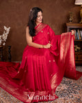 Ruby Red Pure Katan Silk Handloom Saree