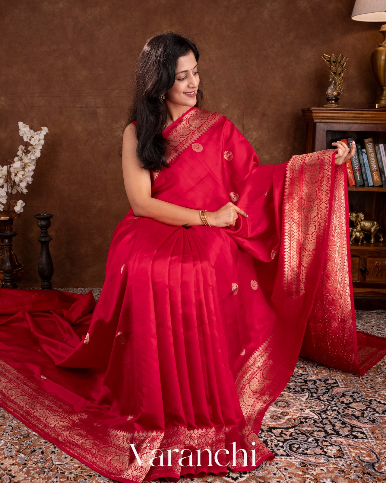 Ruby Red Pure Katan Silk Handloom Saree