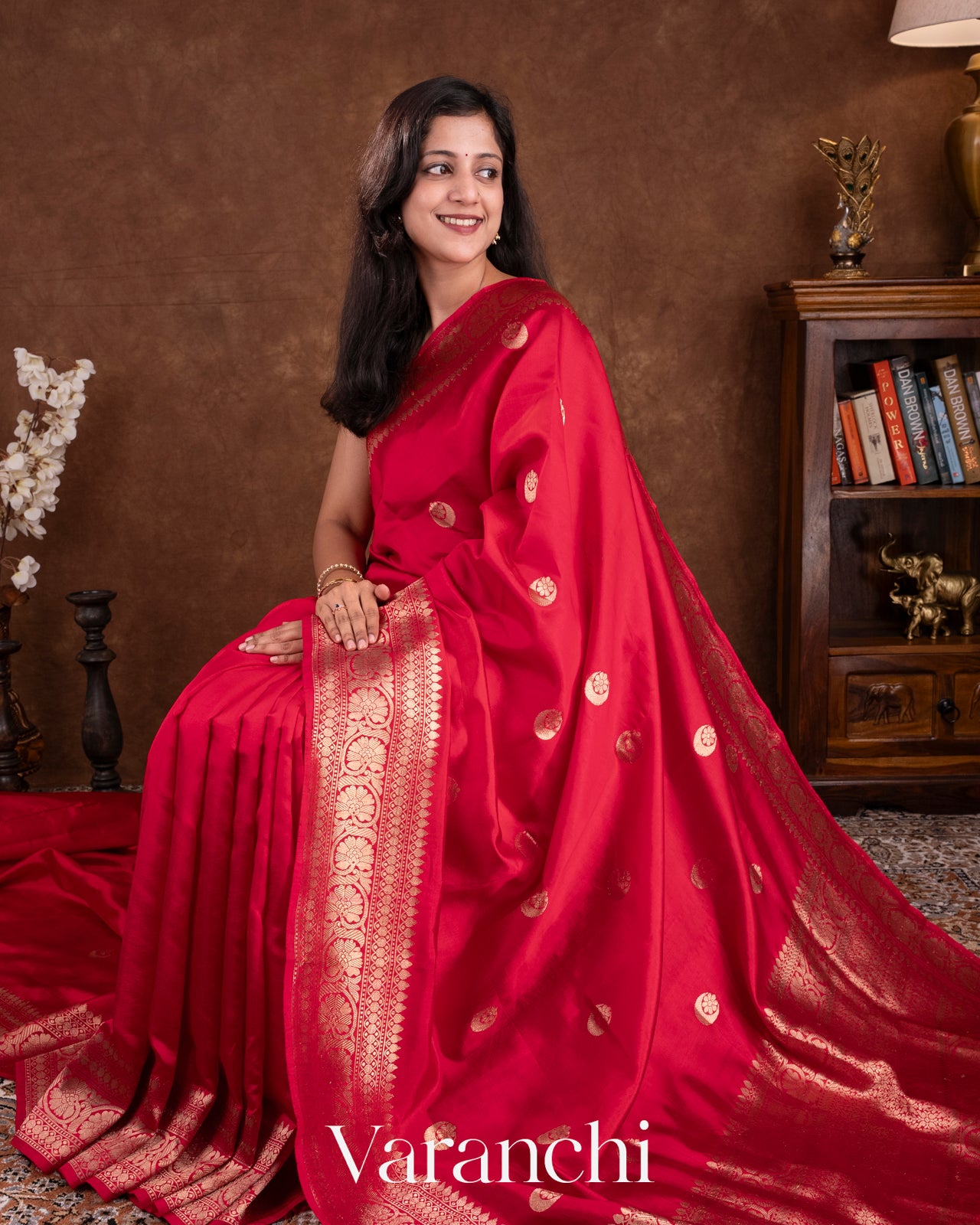 Ruby Red Pure Katan Silk Handloom Saree