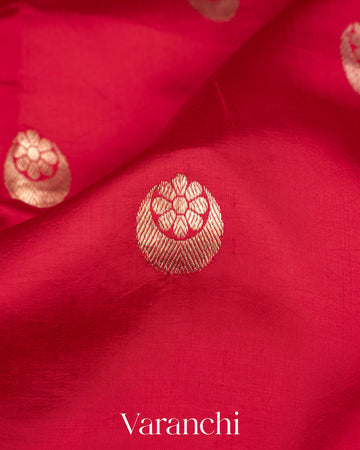 Ruby Red Pure Katan Silk Handloom Saree