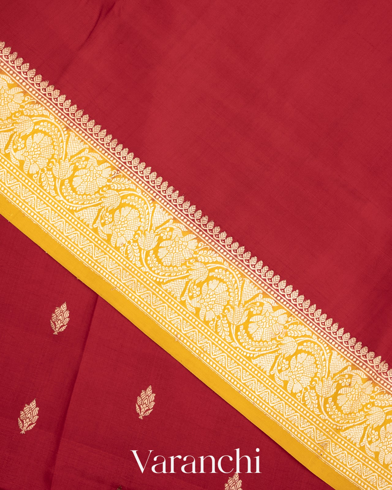 Deep Red Pure Katan Silk Handloom Saree