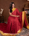 Deep Red Pure Katan Silk Handloom Saree