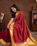 Deep Red Pure Katan Silk Handloom Saree