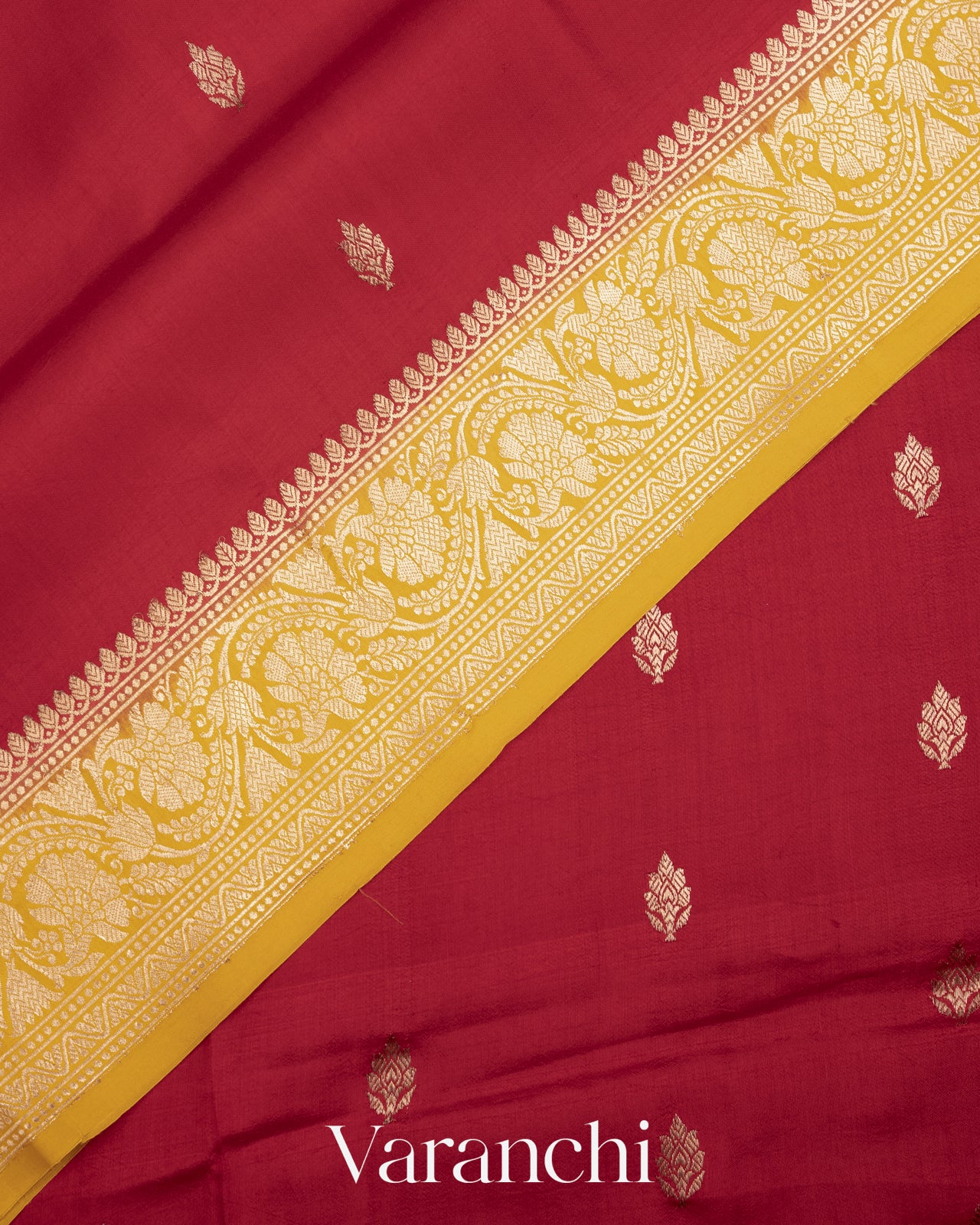 Deep Red Pure Katan Silk Handloom Saree