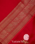 Crimson Red Pure Kora Silk Handloom Saree