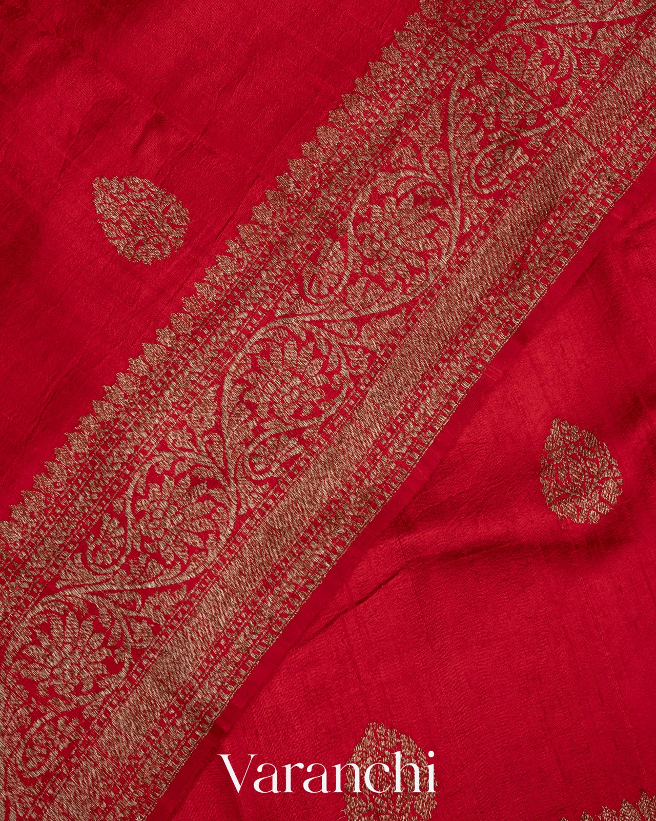 Red Pure Raw Silk Handloom Saree