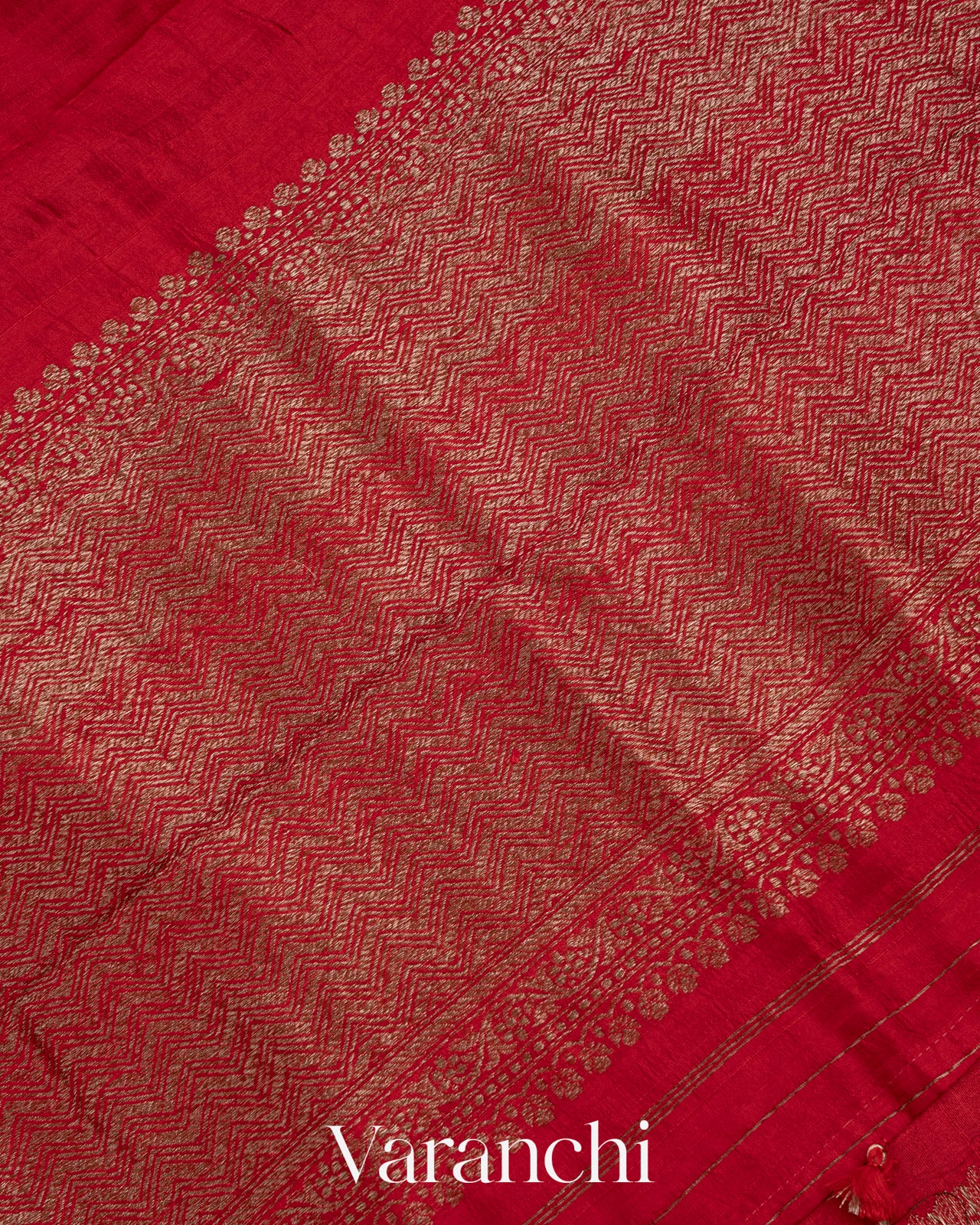 Red Pure Raw Silk Handloom Saree