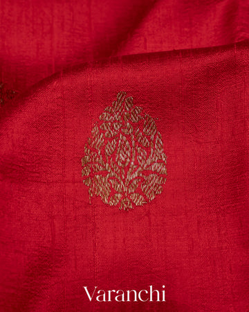 Red Pure Raw Silk Handloom Saree