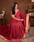 Maroon Pure Tanchoi Katan Silk Handloom Saree