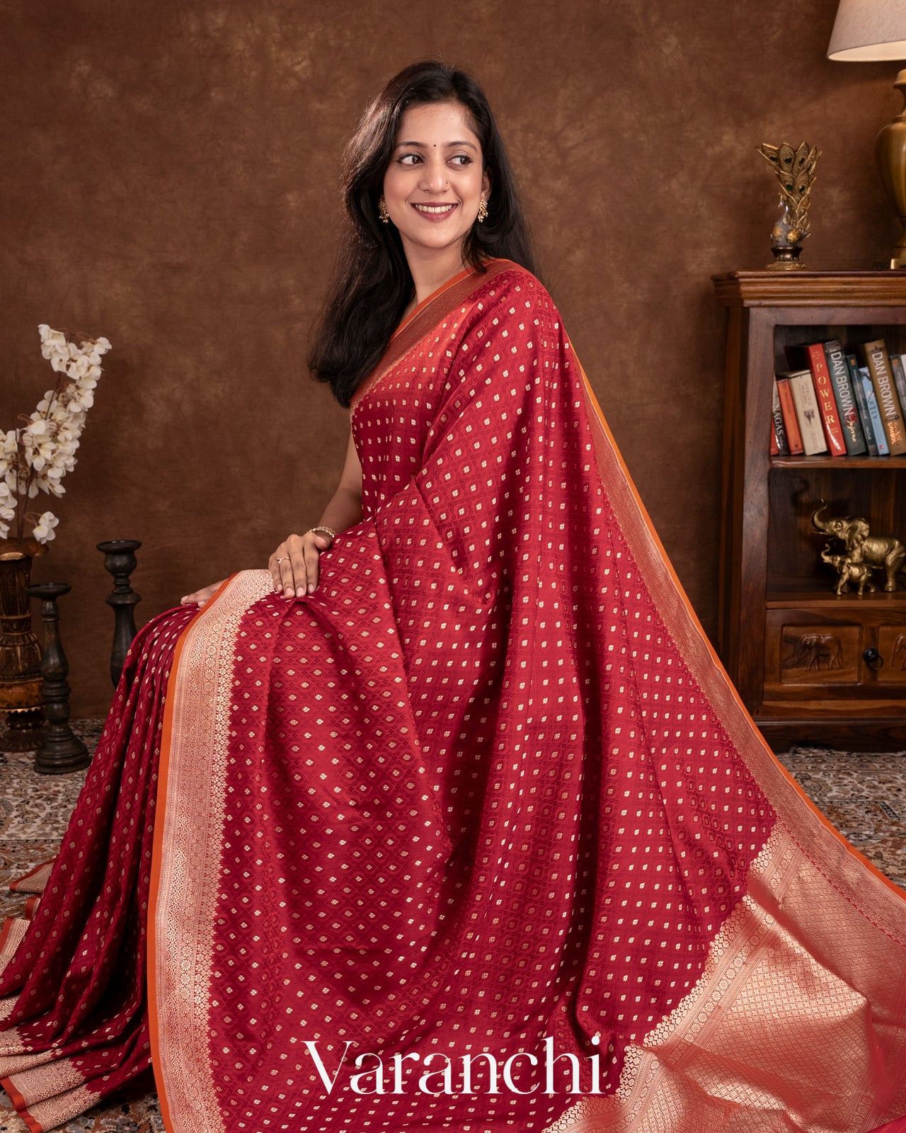 Maroon Pure Tanchoi Katan Silk Handloom Saree