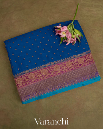 Royal Blue Pure Crepe Silk Saree