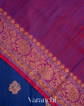 Midnight Blue Pure Dupion Silk Handloom Saree