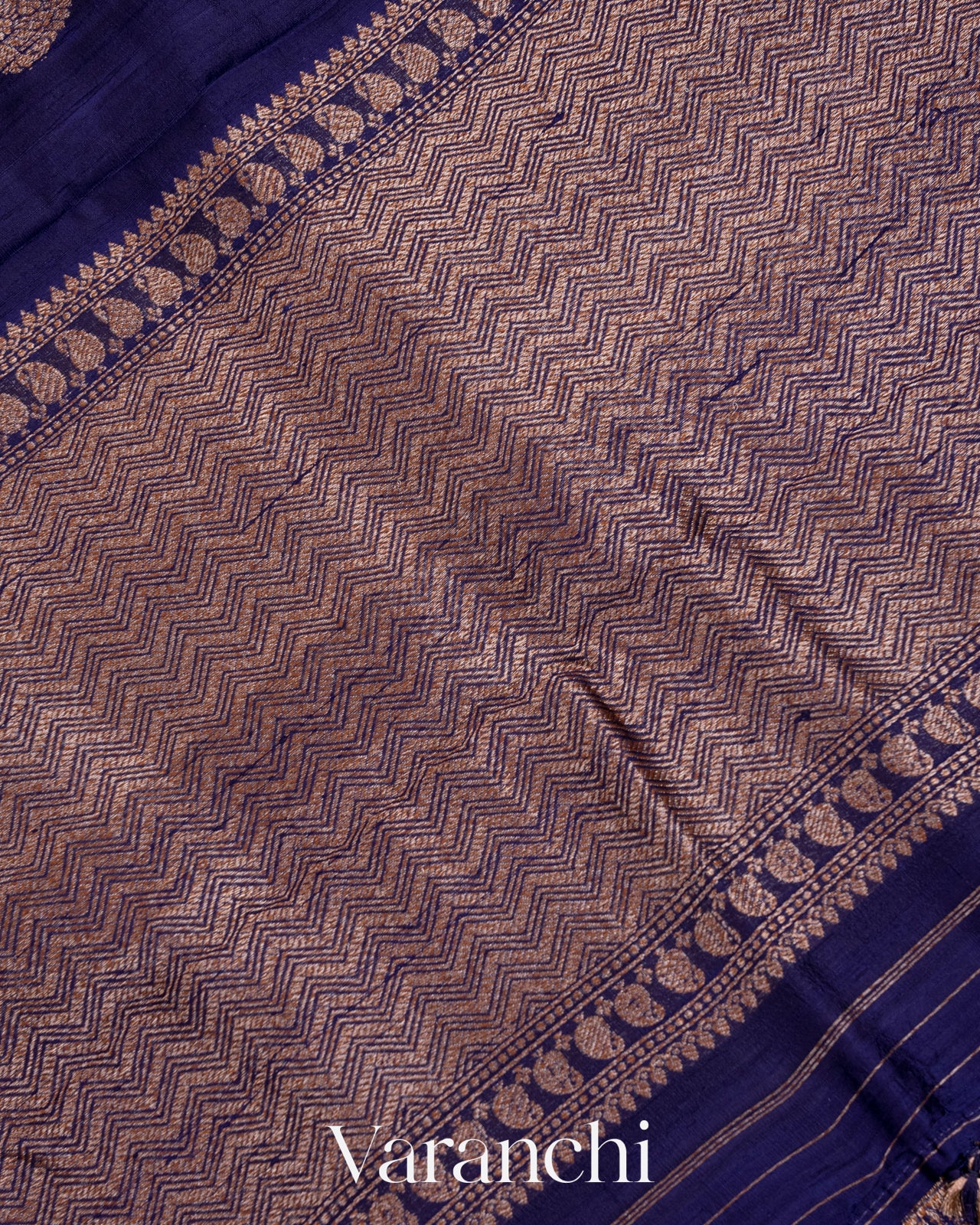 Navy Blue Pure Raw Silk Handloom Saree