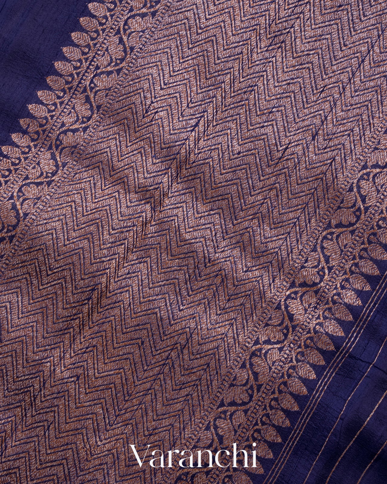 Navy Blue Pure Raw Silk Handloom Saree