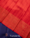 Navy Blue Pure Raw Silk Handloom Saree