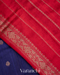 Navy Blue Pure Raw Silk Handloom Saree