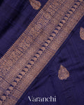 Navy Blue Pure Raw Silk Handloom Saree