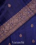 Navy Blue Pure Raw Silk Handloom Saree