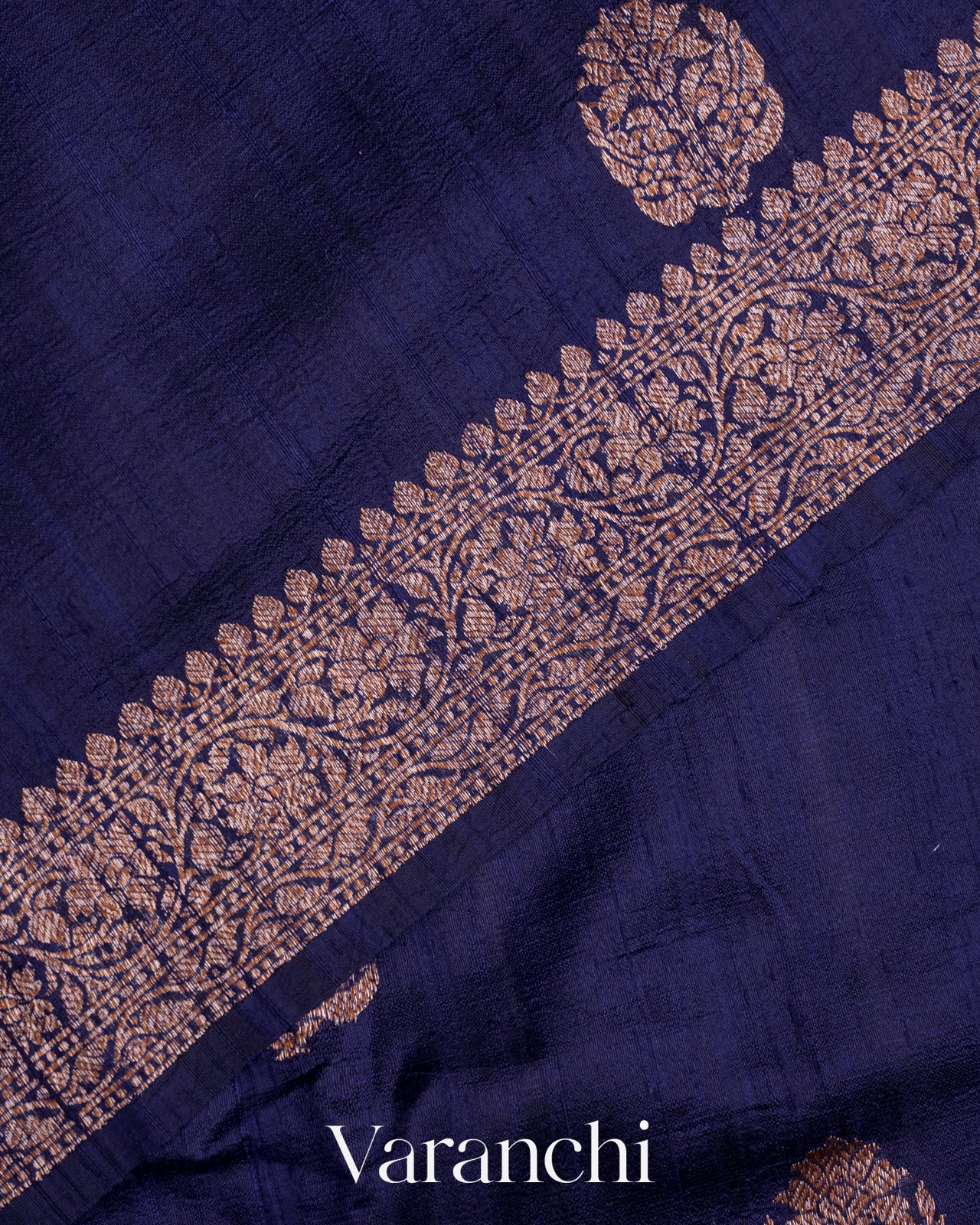 Navy Blue Pure Raw Silk Handloom Saree