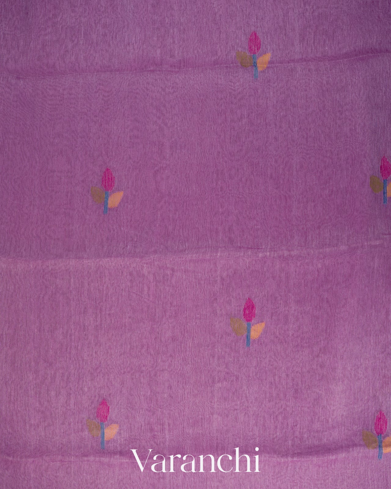 Lavender Jamdani Pure Silk Linen Handloom Saree