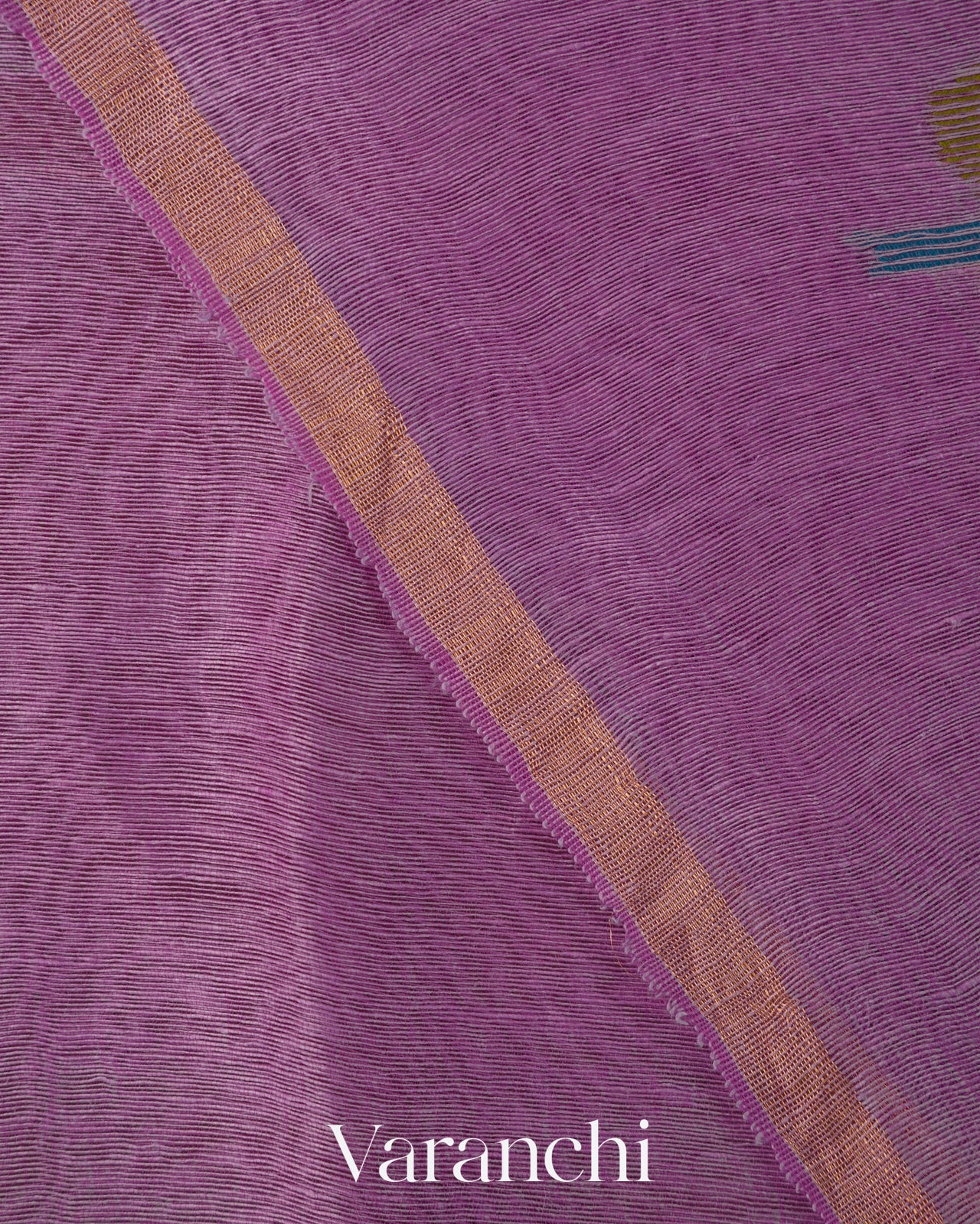 Lavender Jamdani Pure Silk Linen Handloom Saree