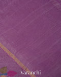 Lavender Jamdani Pure Silk Linen Handloom Saree