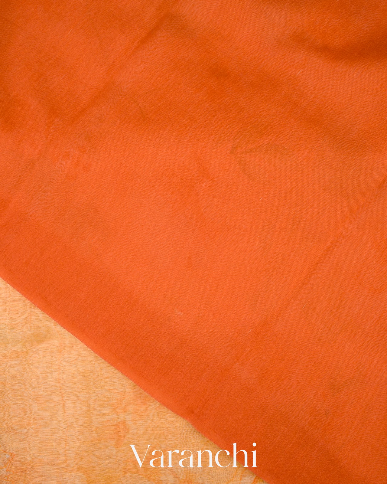 Light Orange Printed Pure Silk Linen Saree