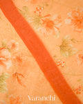 Light Orange Printed Pure Silk Linen Saree