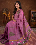 Light Purple Jamdani Pure Tissue Silk Linen Handloom Saree